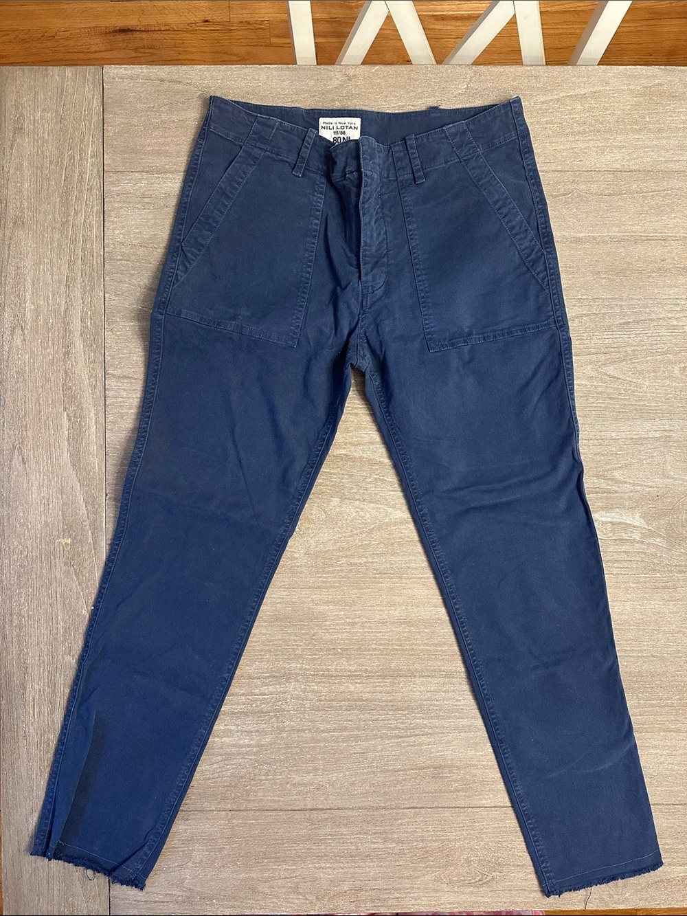 New Nili Lotan Women’s Navy Utility Pants - Classic Comfort